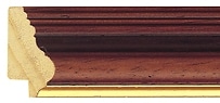 Ref DW326 – 30mm Walnut stained curved frame with inner gold stripe. Short Image